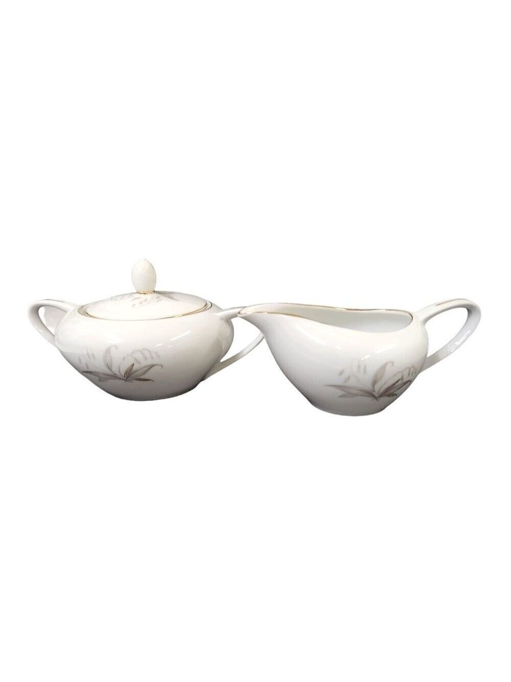 Kaysons Fine China Golden Rhapsody Sugar Bowl & Creamer Set Floral Design